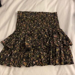 Black floral ruffled skirt